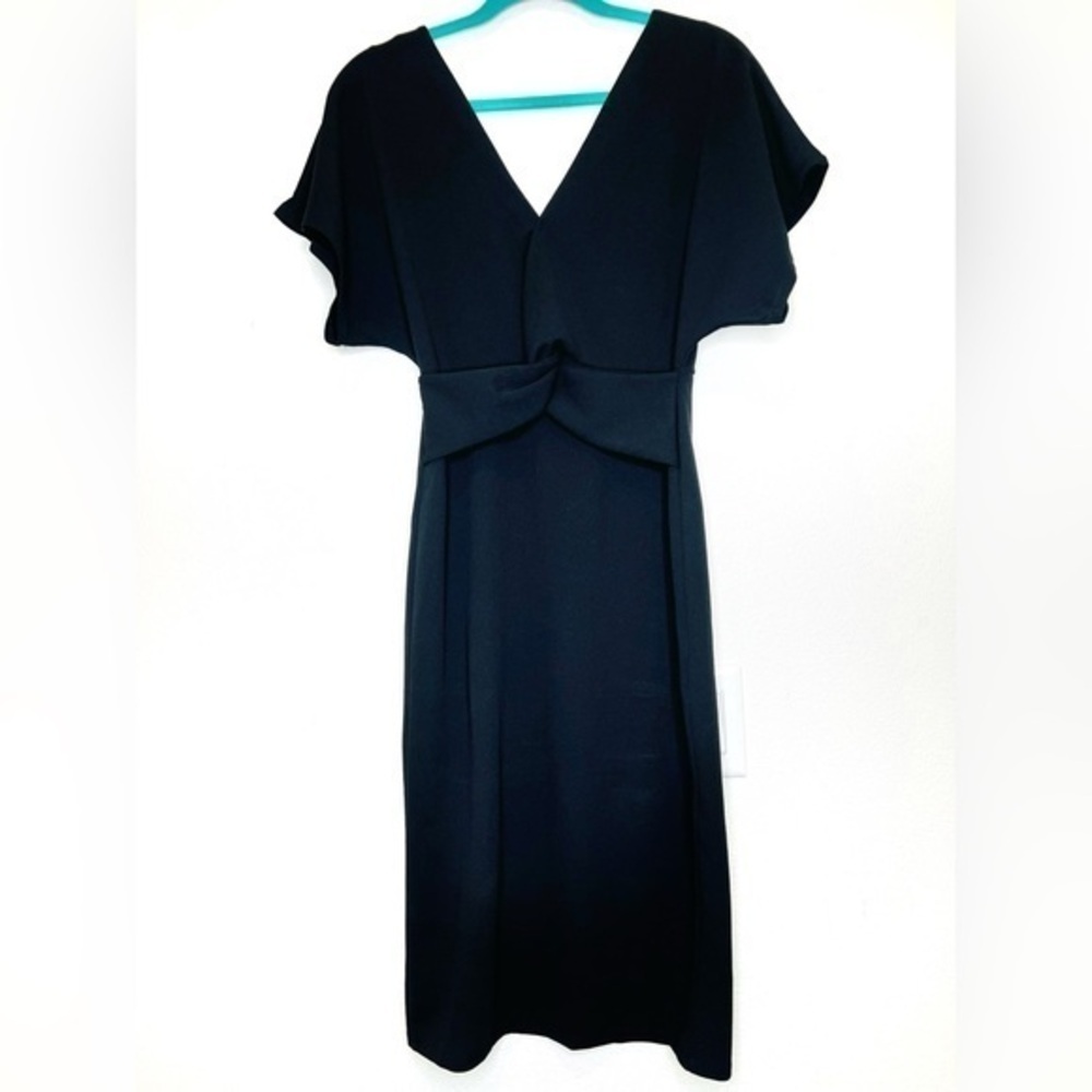 NEW Ivy Black Dress Twist Detail Kimono Sleeve Midi new with tags Made in Italy - Picture 2 of 6